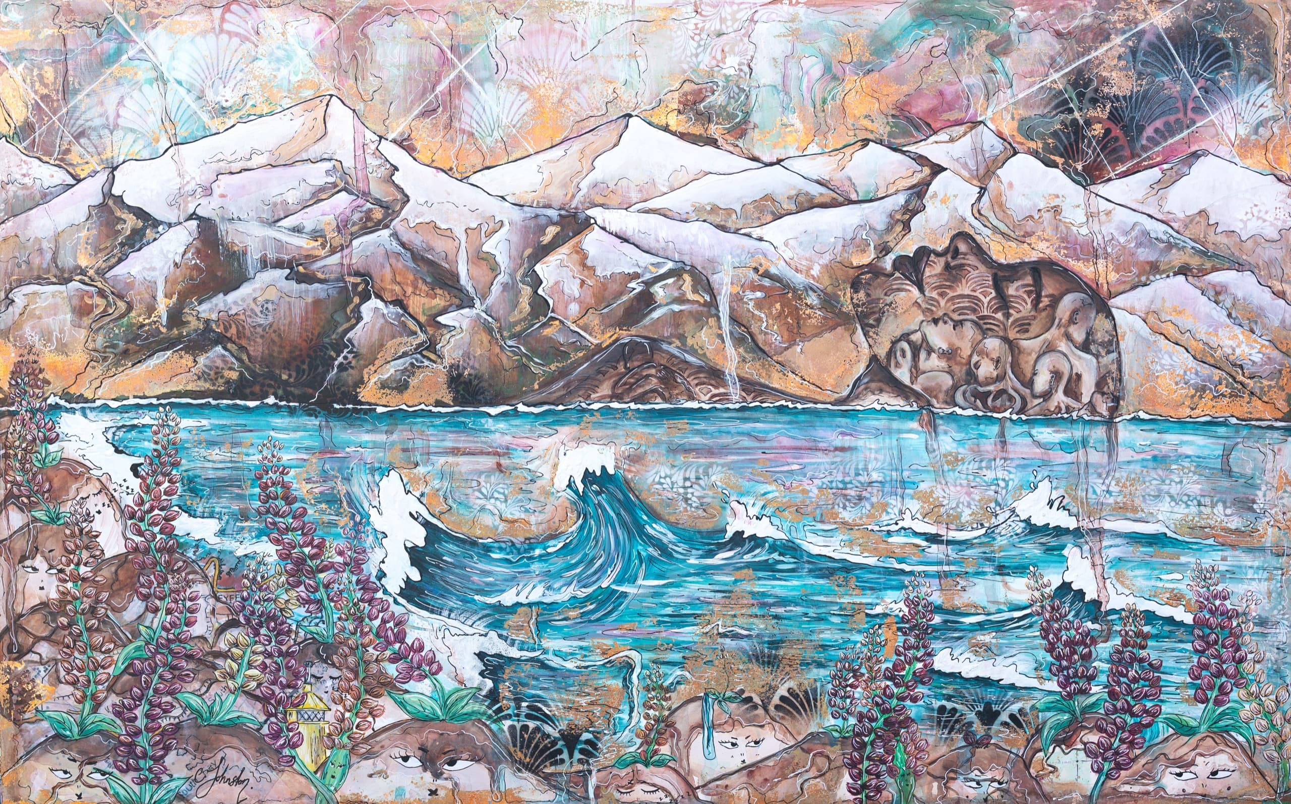 Seven Wonders of the South — mixed media painting